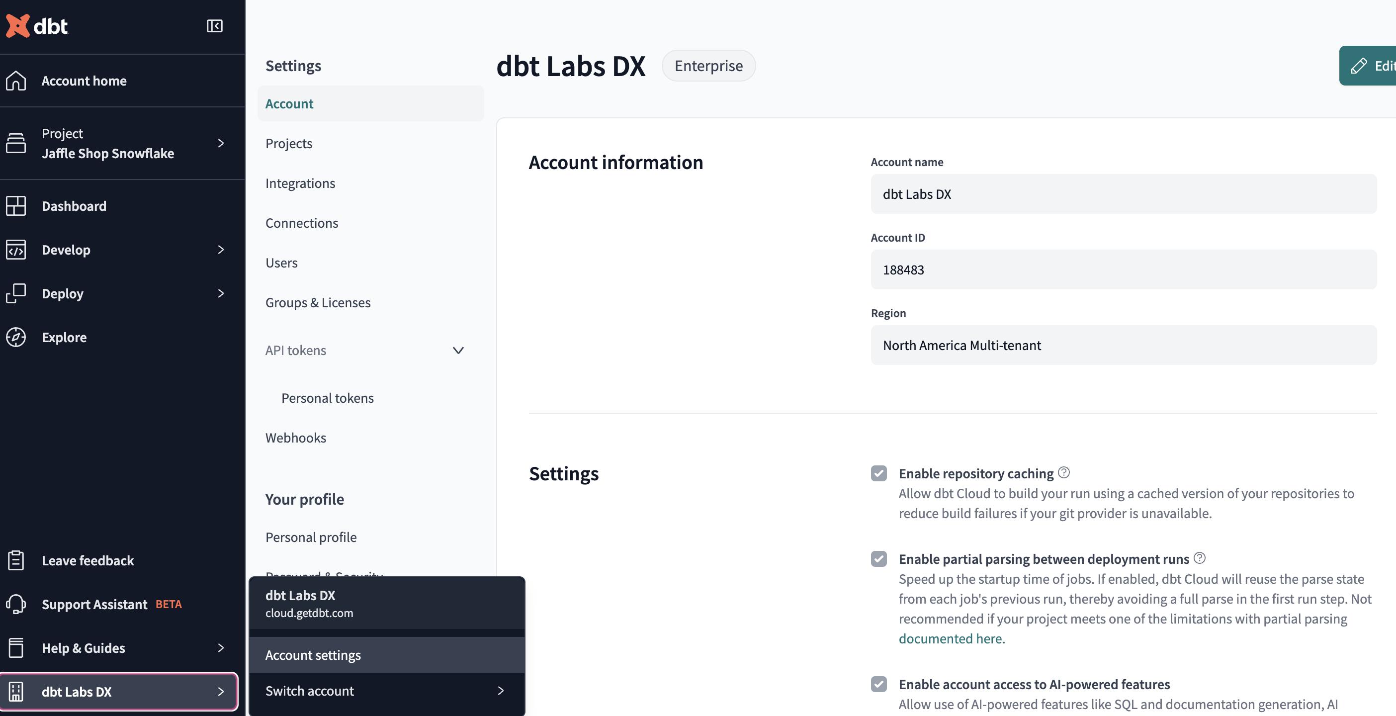 Navigate to account settings